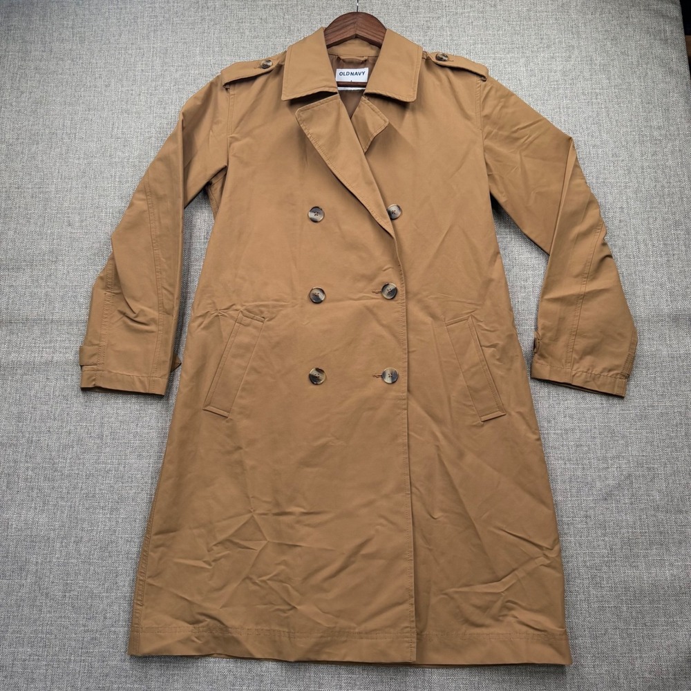 Old Navy Relaxed Trench Coat Acacia Brown Water Resistant Double Breasted Small
